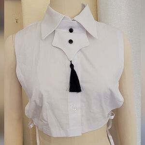 NWTS New White Clothes tassel removable collar shirt.